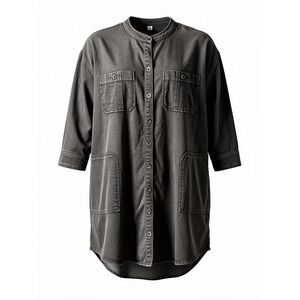 James Perse Utility Shirt Dress Womens Medium Navy Button Front Cotton Pocket